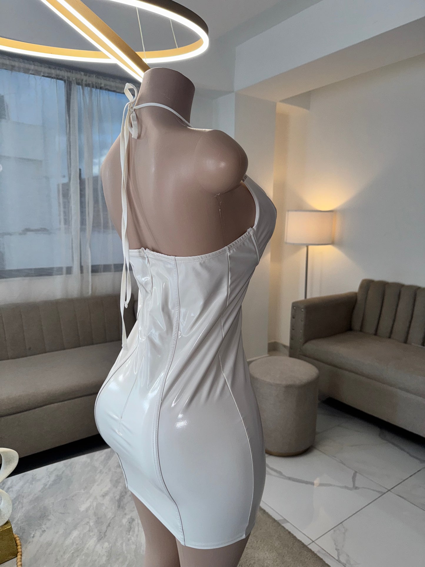 Siluette leather mini dress