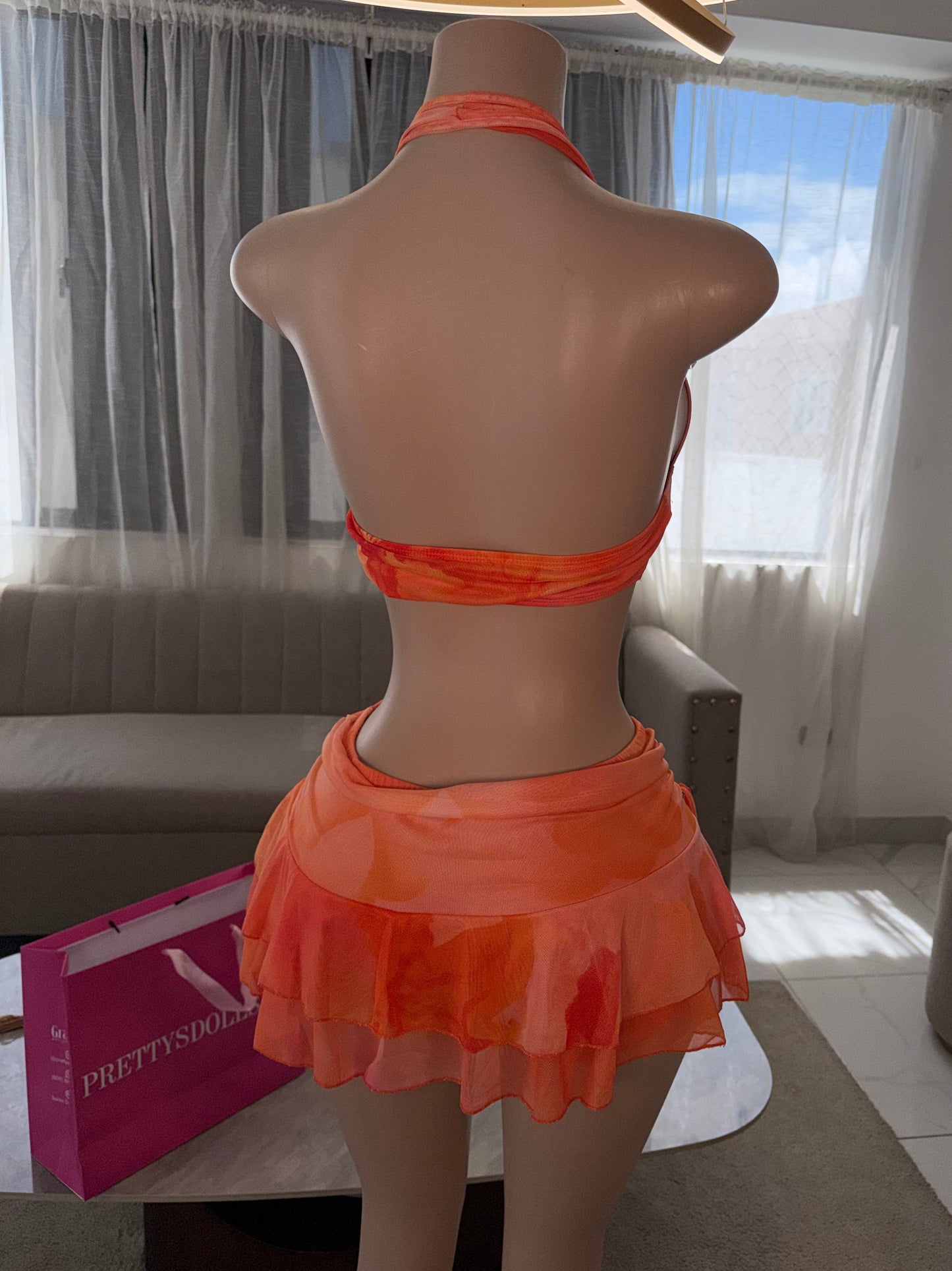 Sunset mesh skirt set 2 pieces