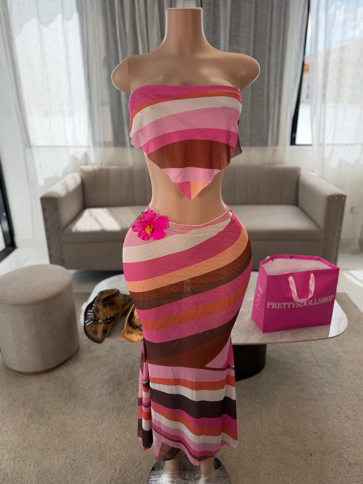 Glam mesh skirt set 3 pieces
