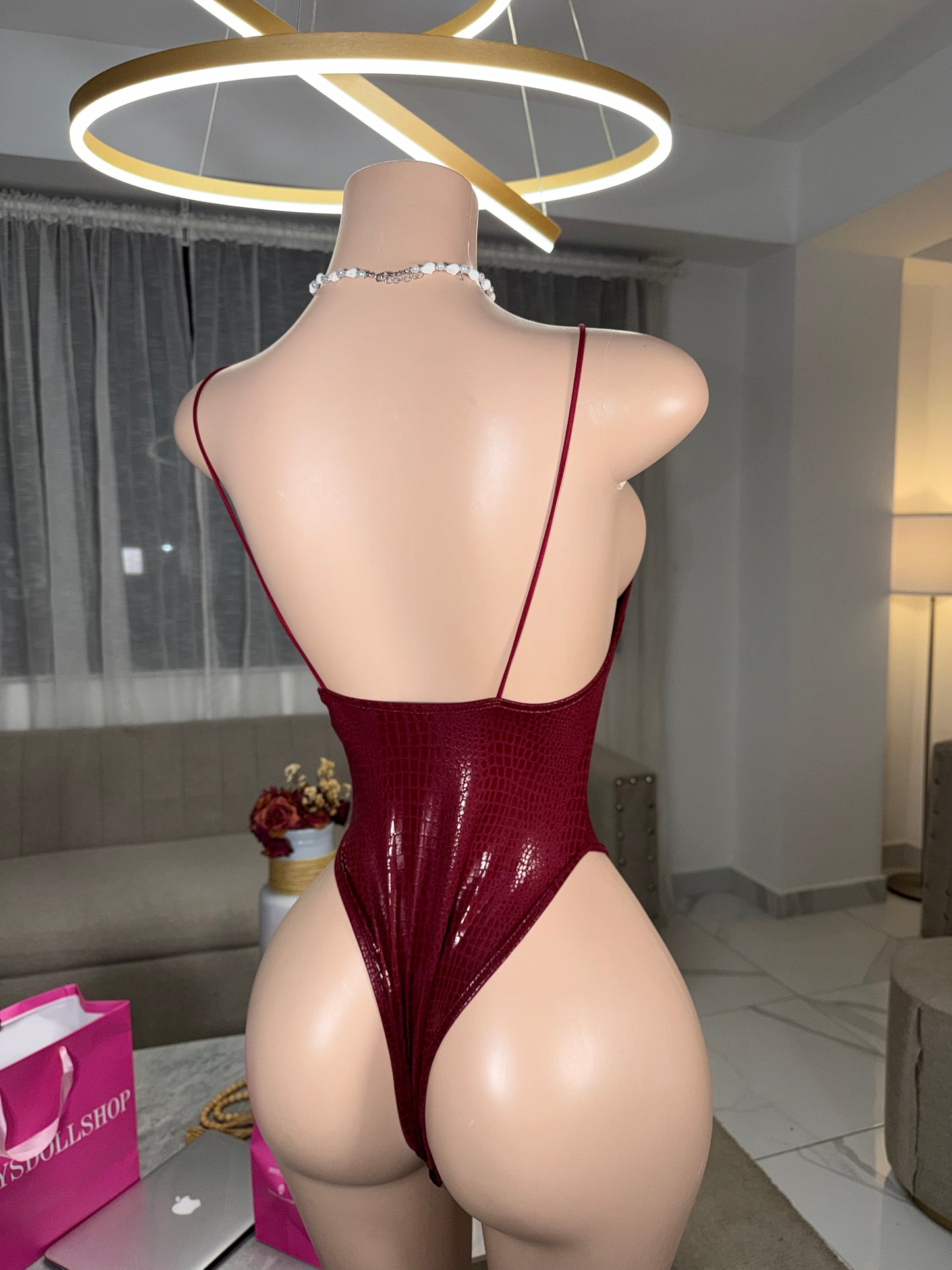 Leather red bodysuit
