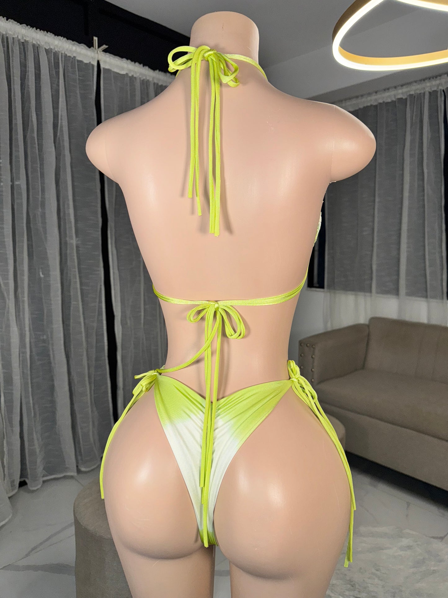 Sunset green vibes macrame kini