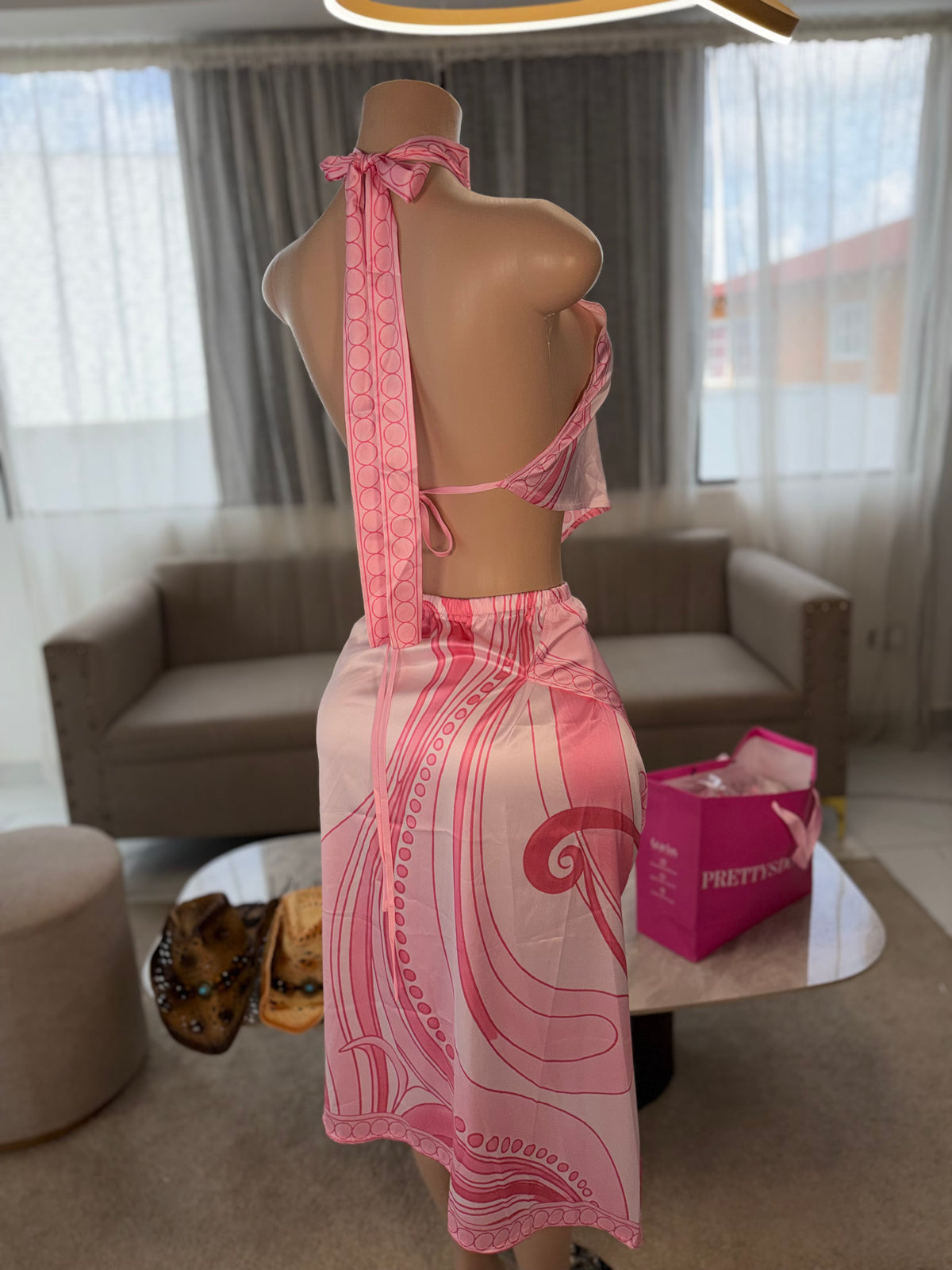 Paradise satin skirt set