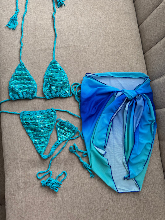 Ocean blue kini 3 pieces