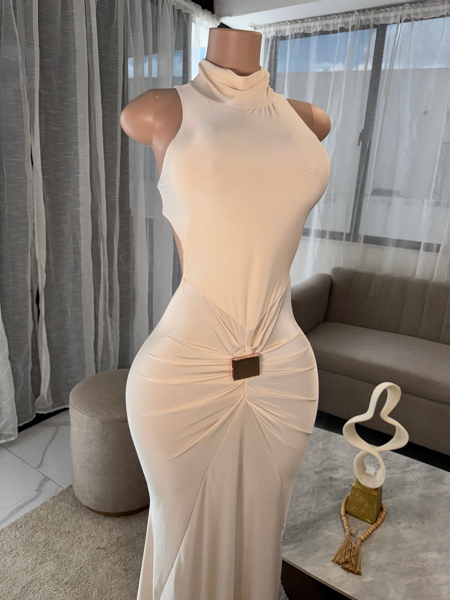 Coral midi dress