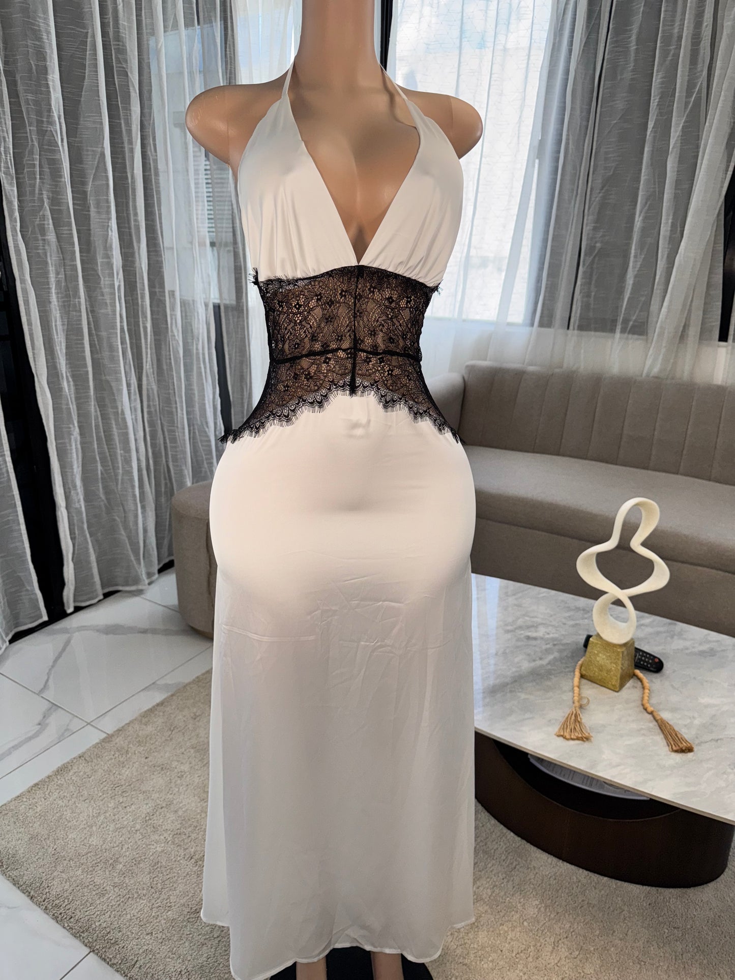 Crystal satin maxi dress