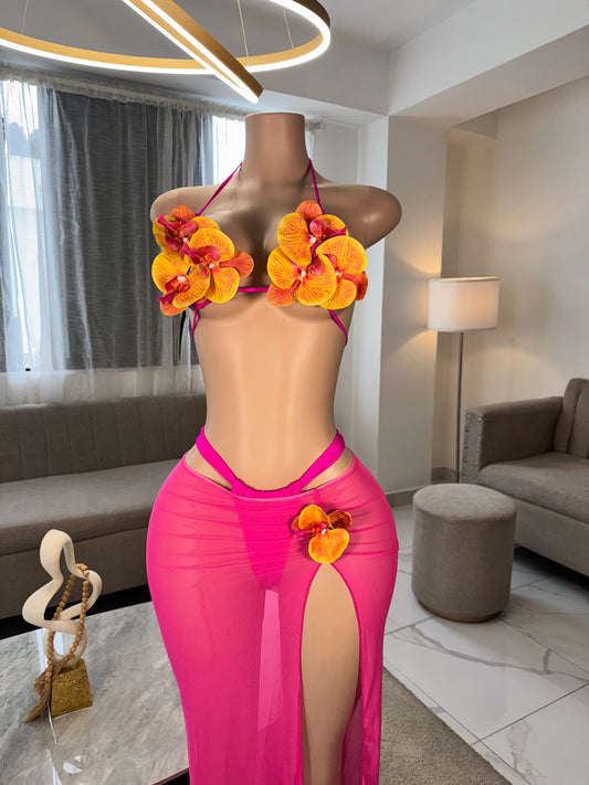 Floral peachy set 3 pieces kini