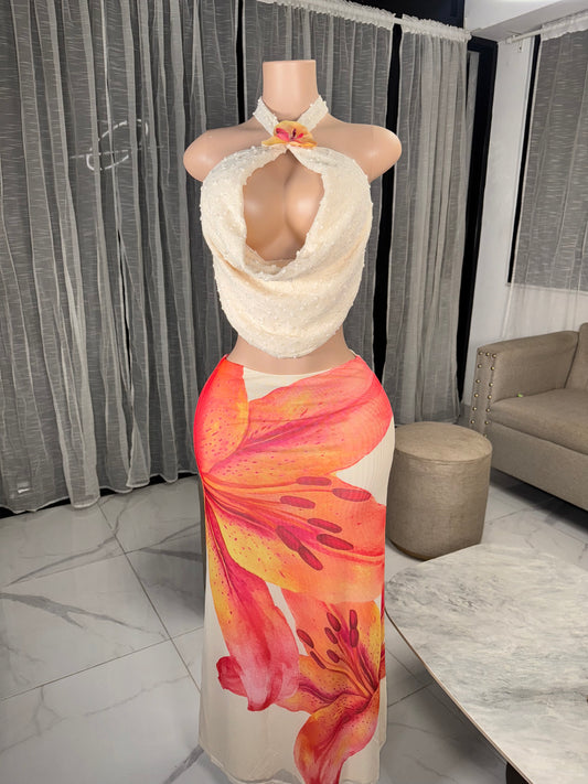 Flower summer skirt set 2 pieces