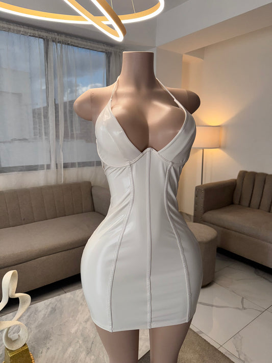 Siluette leather mini dress