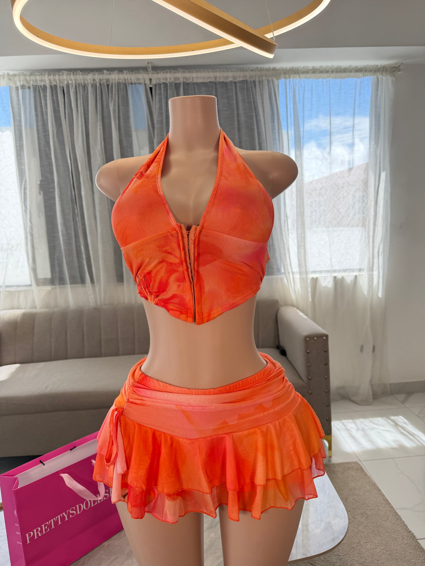 Sunset mesh skirt set 2 pieces