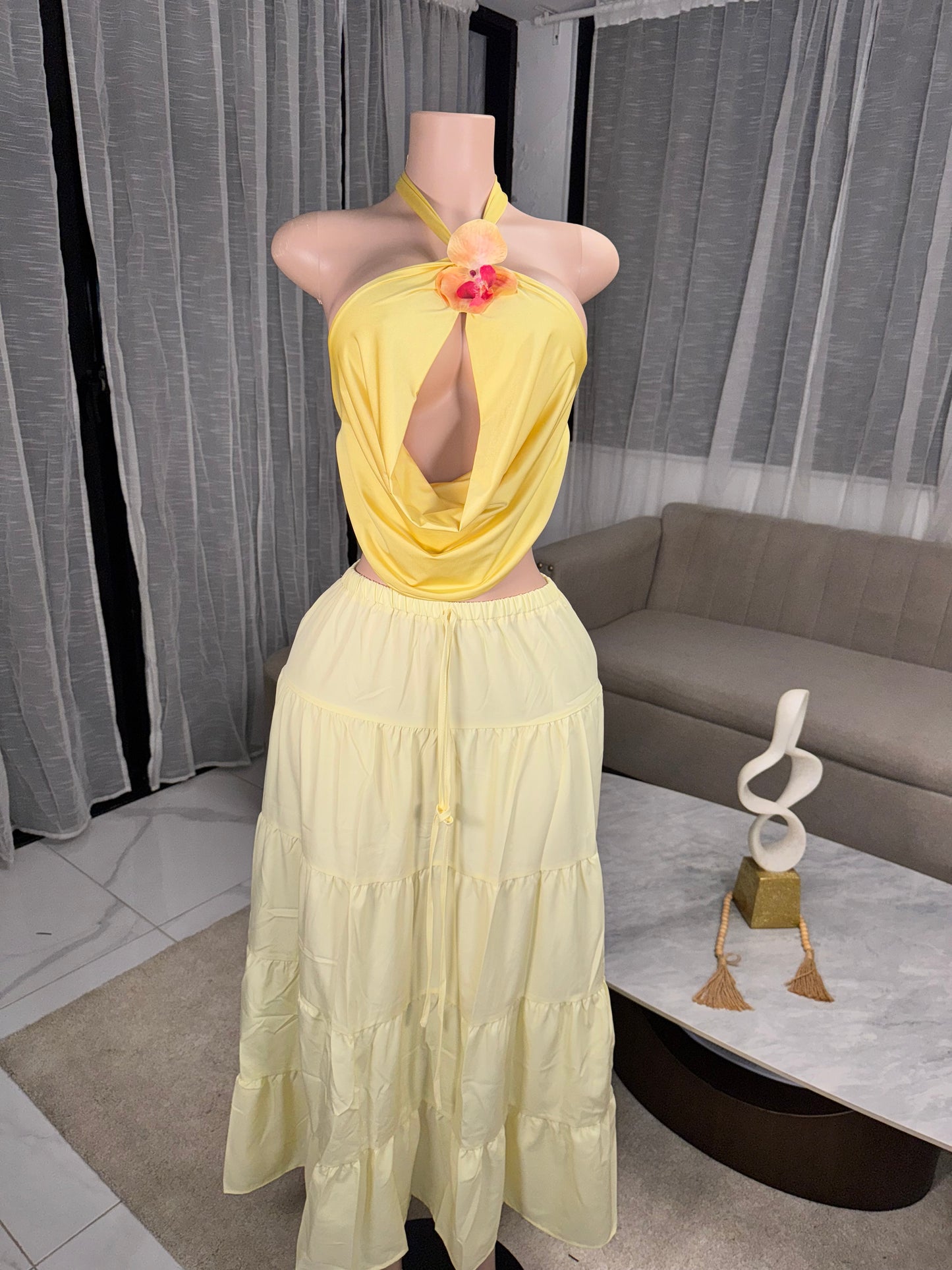 Flower summer skirt set 2 pieces